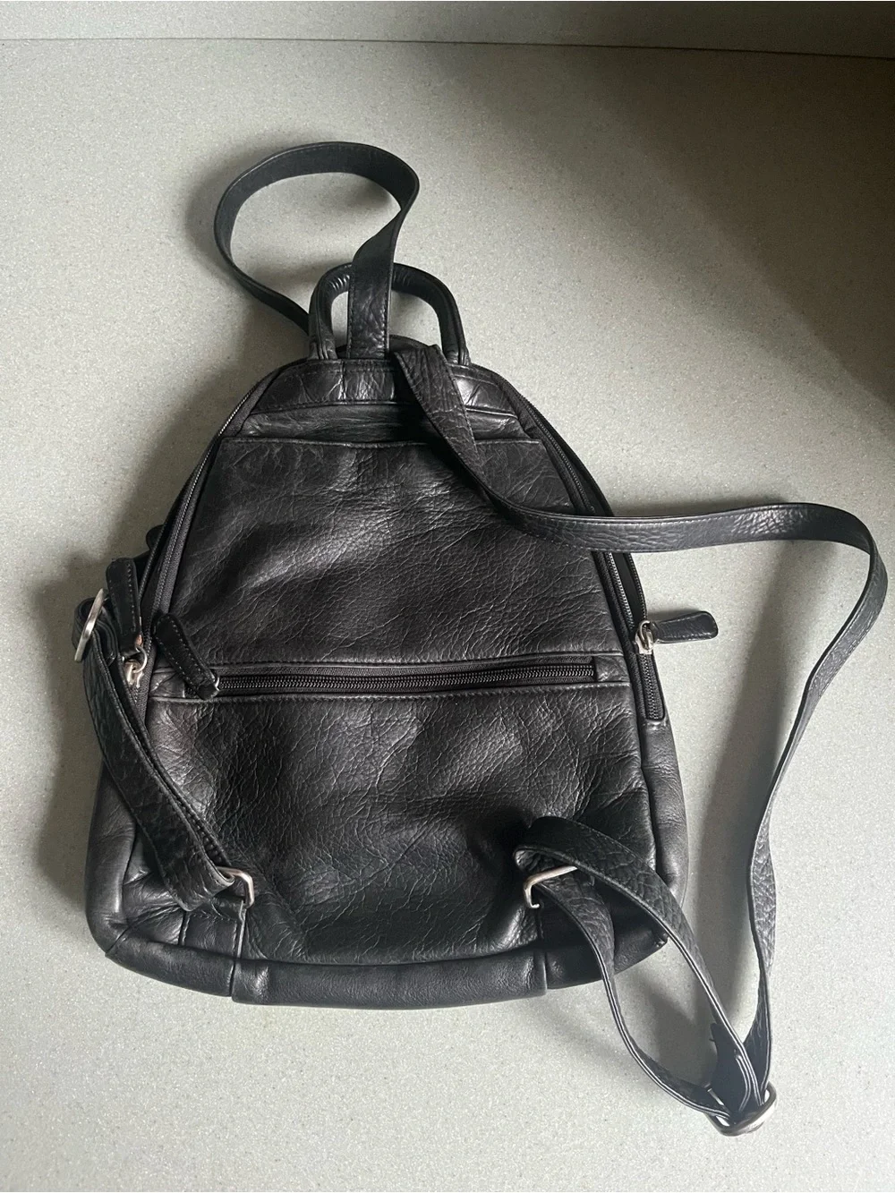 Vintage Osgoode Marley Black Leather Compact Backpack — Everyday Carry